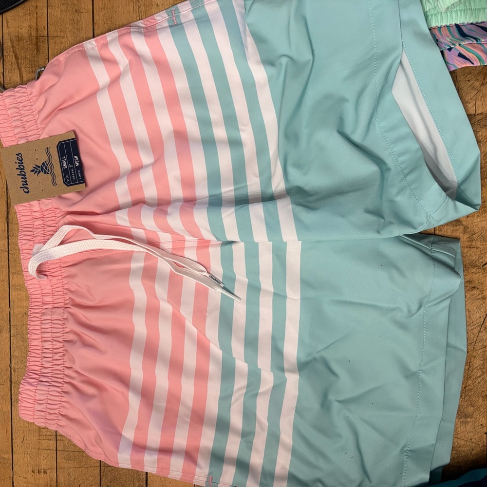 Chubbies Pink and White Swim Shorts